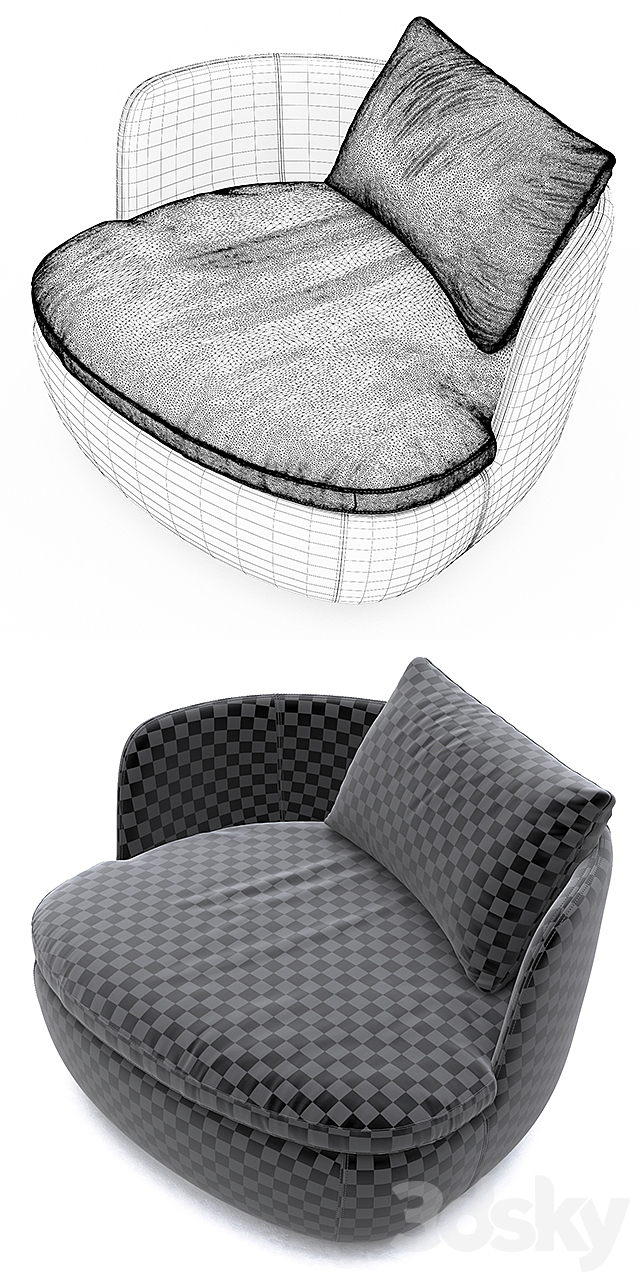 Moooi Bart Swivel leather 3DSMax File - thumbnail 3