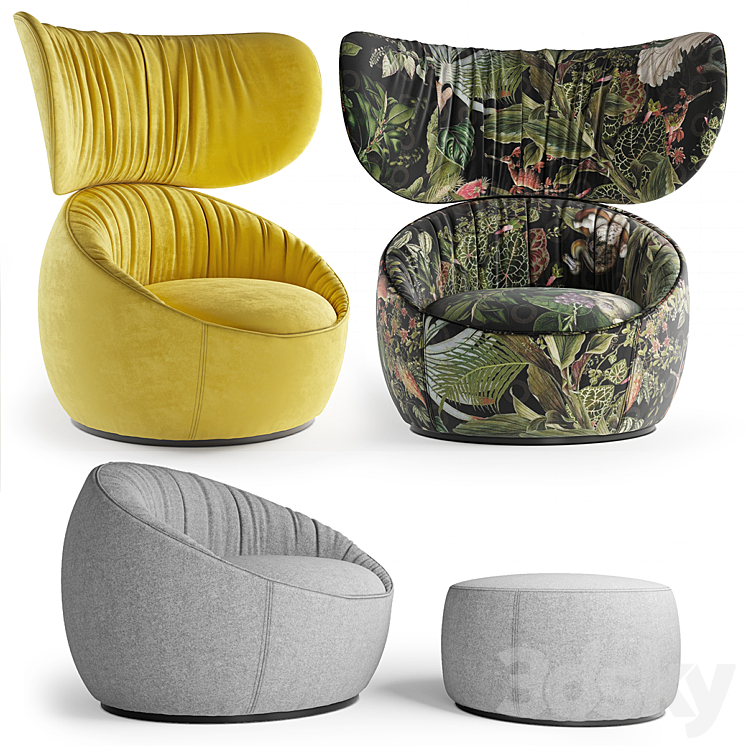 Moooi hana armchair 3DS Max Model - thumbnail 1