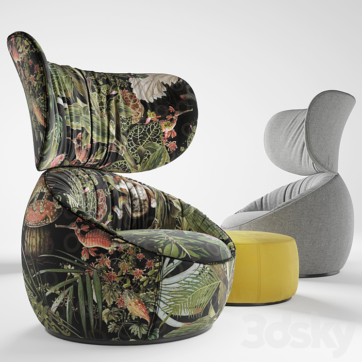 Moooi hana armchair 3DS Max Model - thumbnail 2