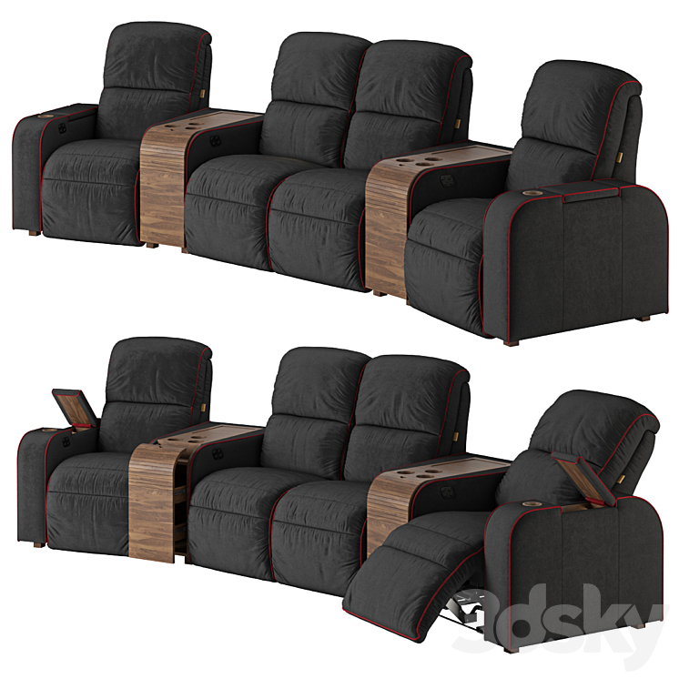 Moovia Dallas venice curved row 2 loveseats 2 normalseats 3DS Max - thumbnail 1