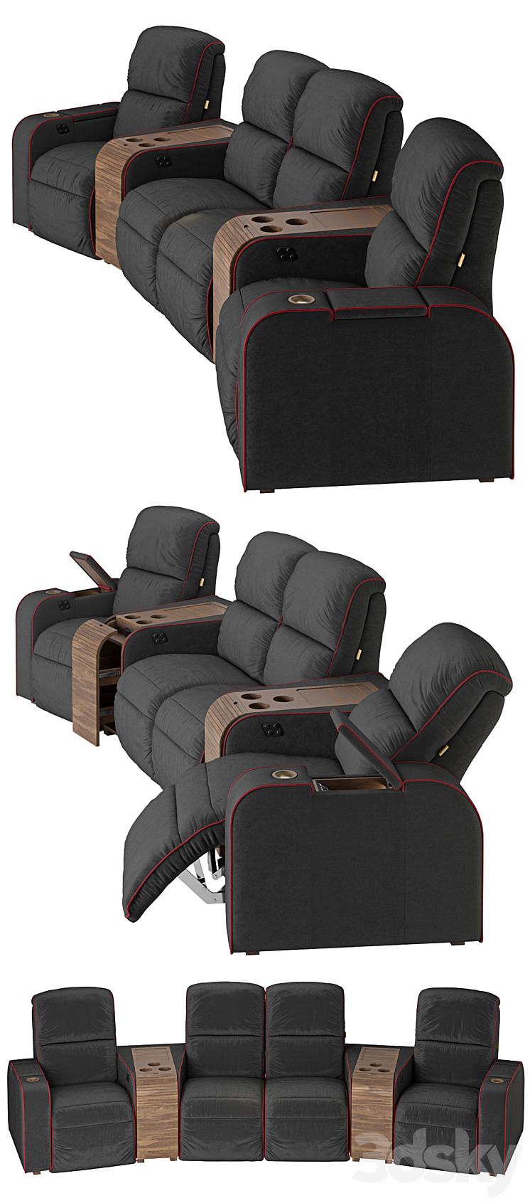 Moovia Dallas venice curved row 2 loveseats 2 normalseats 3DS Max - thumbnail 2