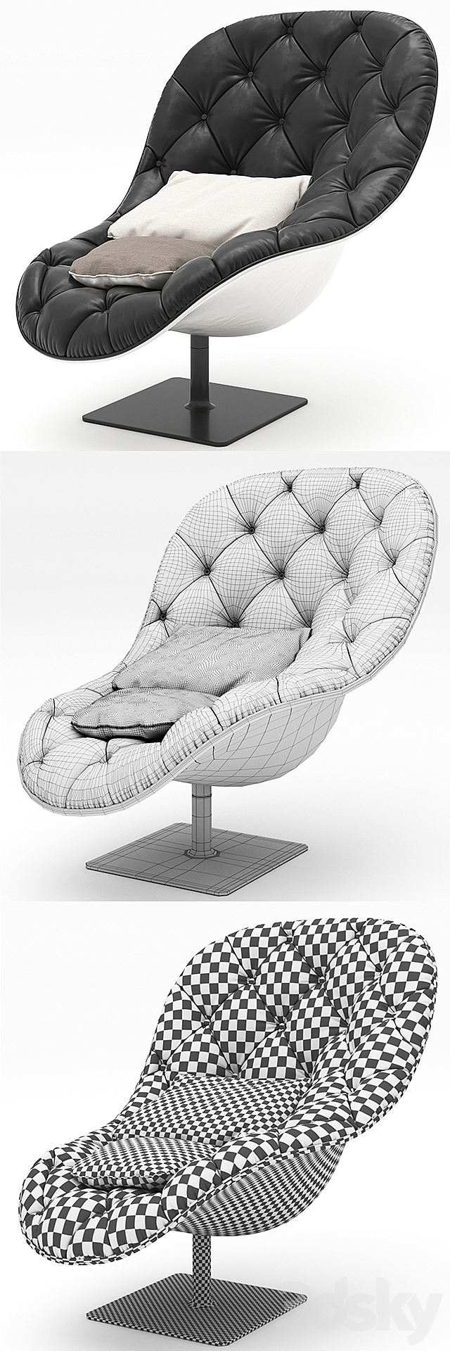 Moroso Bohemian armchair 3DS Max Model - thumbnail 3