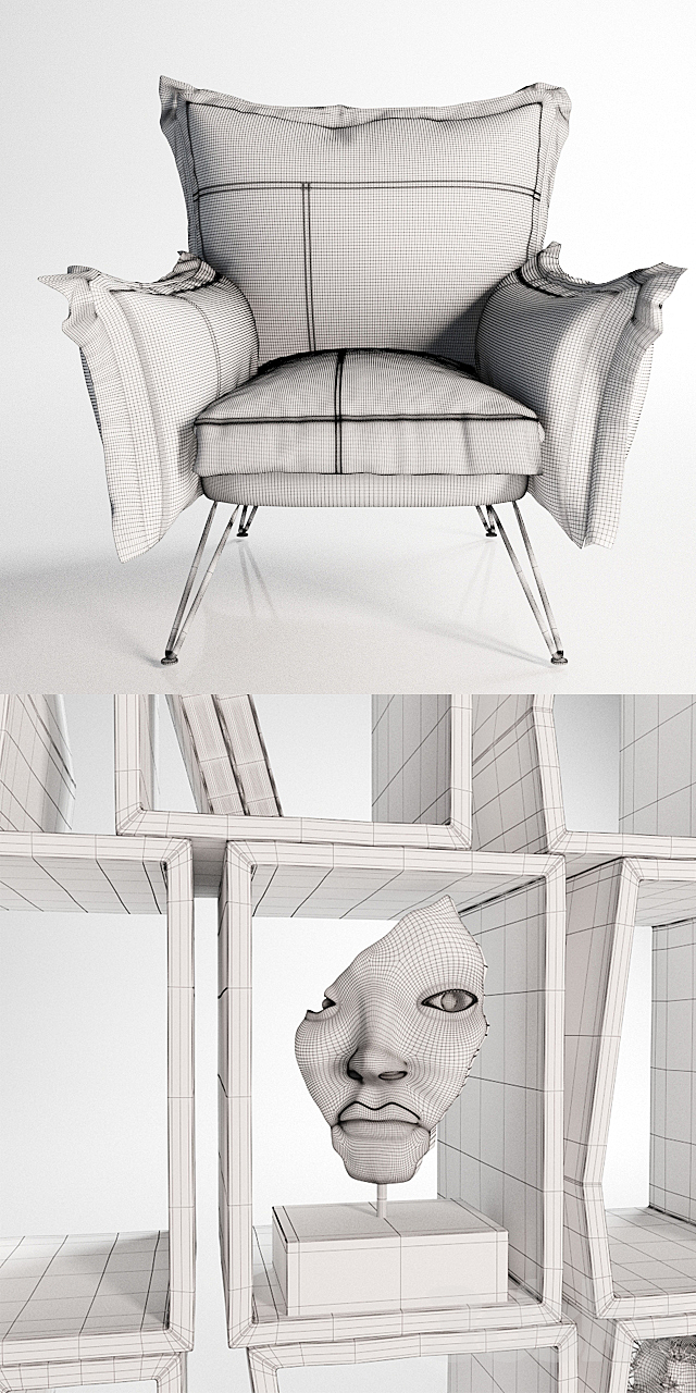 Moroso Cloudscape Chair Terreria bookcase 3ds Max - thumbnail 2