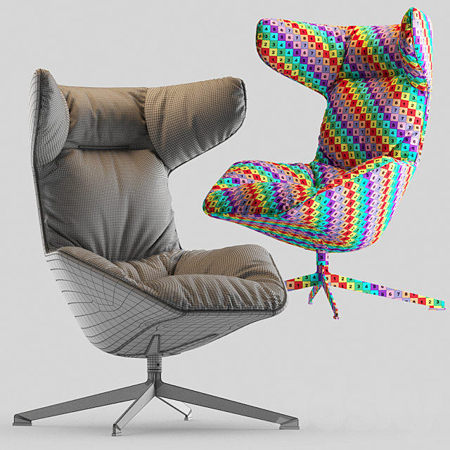 Moroso Take A Line For A Walk Swivel Armchair 3DS Max Model - thumbnail 3