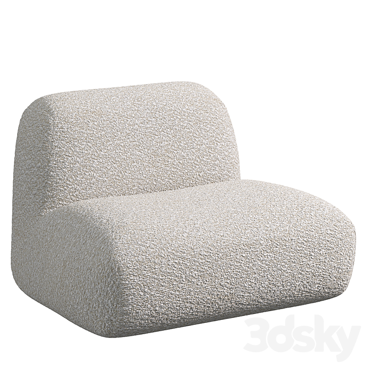 Multi-color Options Boconcept Stuffed Floor Teddy Couch Hippo Loveseat Boucle Cloud armchair 3DS Max Model - thumbnail 2