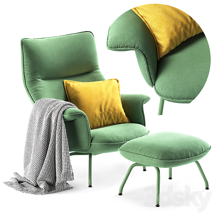 Muuto Doze Lounge Chair & Ottoman 3DS Max - thumbnail 1