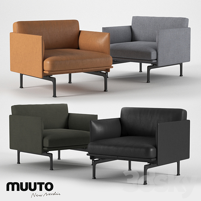 Muuto outline series armchair 78 3ds Max - thumbnail 1