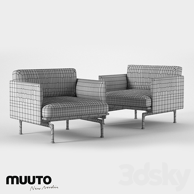 Muuto outline series armchair 78 3ds Max - thumbnail 2