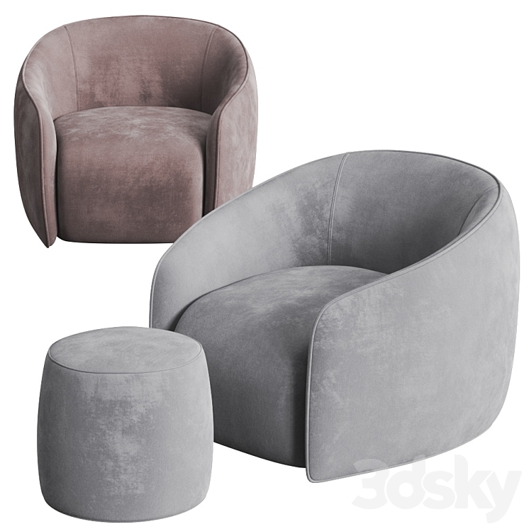 My Home Collection Baloo Armchair and Pouf 3DS Max - thumbnail 1