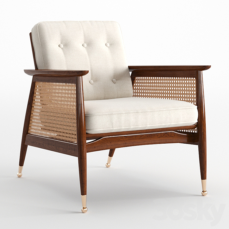 Nadia Caned Accent Chair 3DS Max - thumbnail 1