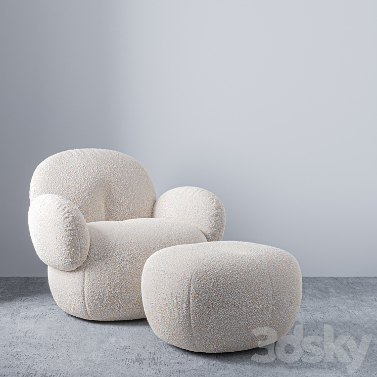 Nana Love Armchair and pouf by Freifrau 3DS Max Model - thumbnail 2