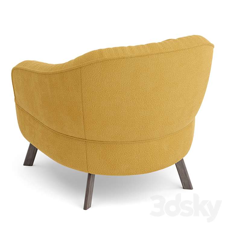 Natuzzi Damen wooden legs armchair 3DS Max Model - thumbnail 2