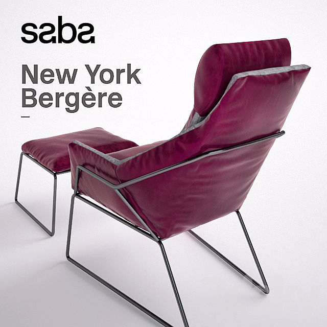 New York Bergere by Saba Italia – Armchair and Pouf 3DSMax File - thumbnail 2