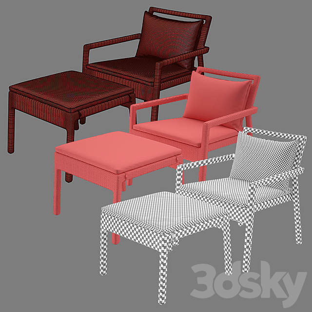 NICHE Lounge and Ottoman from JANUS ET CIE 3ds Max - thumbnail 3