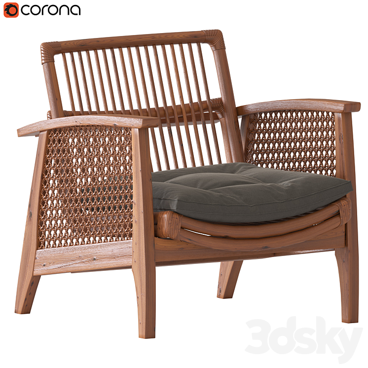 Noelie Rattan Lounge Chair 3DS Max - thumbnail 1