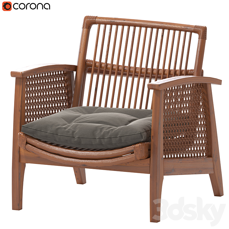 Noelie Rattan Lounge Chair 3DS Max - thumbnail 2