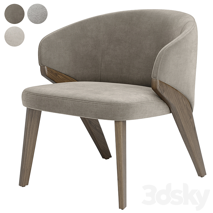 Nora armchair by Bross italy 3DS Max Model - thumbnail 2