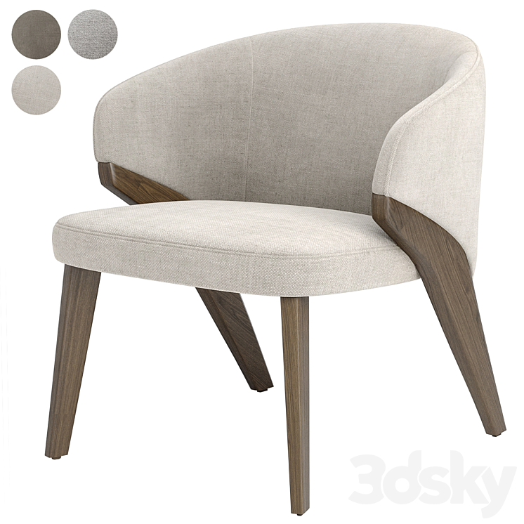 Nora armchair by Bross italy 3DS Max Model - thumbnail 3