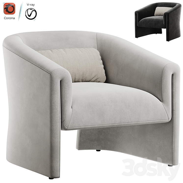 Norwood Upholstered Armchair 3DS Max Model - thumbnail 1