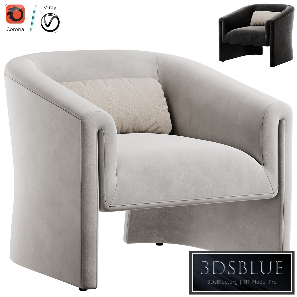 Norwood Upholstered Armchair 3DS Max - thumbnail 3