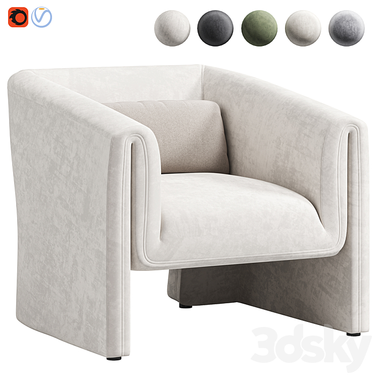 Norwood Upholstered Armchair by wayfair 3DS Max Model - thumbnail 1