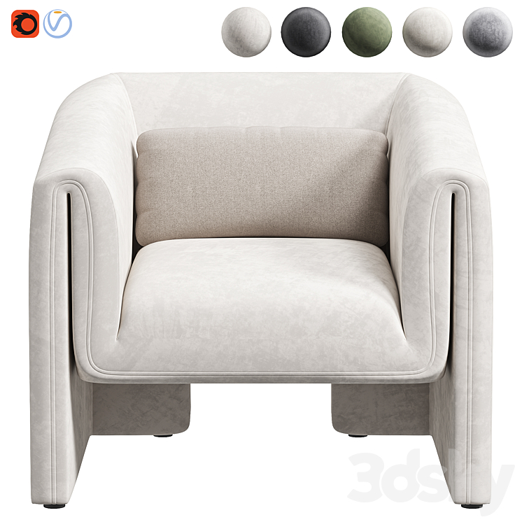 Norwood Upholstered Armchair by wayfair 3DS Max Model - thumbnail 2