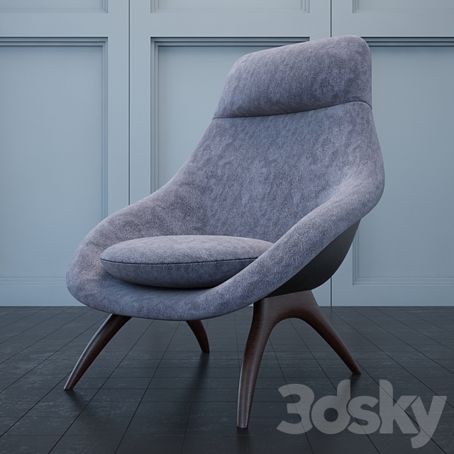 Nutwood and Plastic Frame Gemini Lounge Chairs for Lurashell 3DSMax File - thumbnail 1