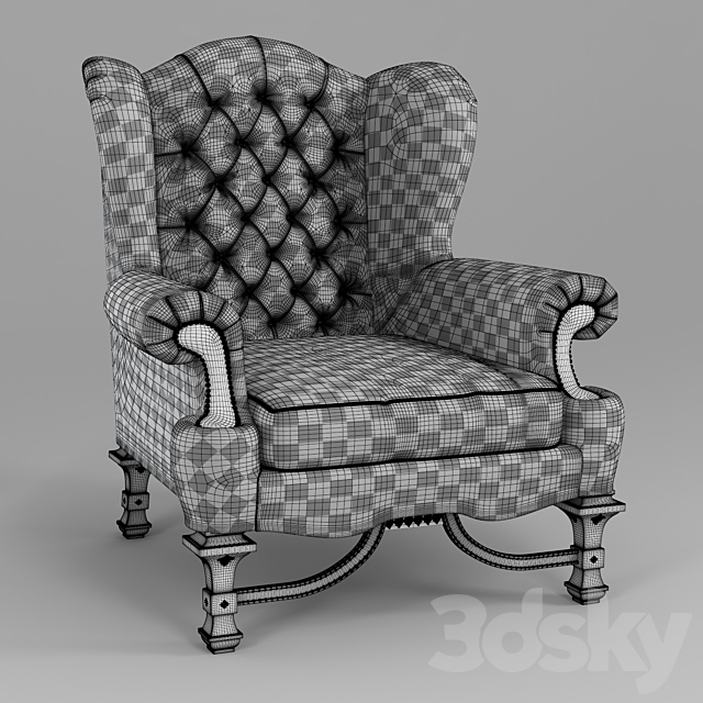 Oak chair 3ds Max - thumbnail 3