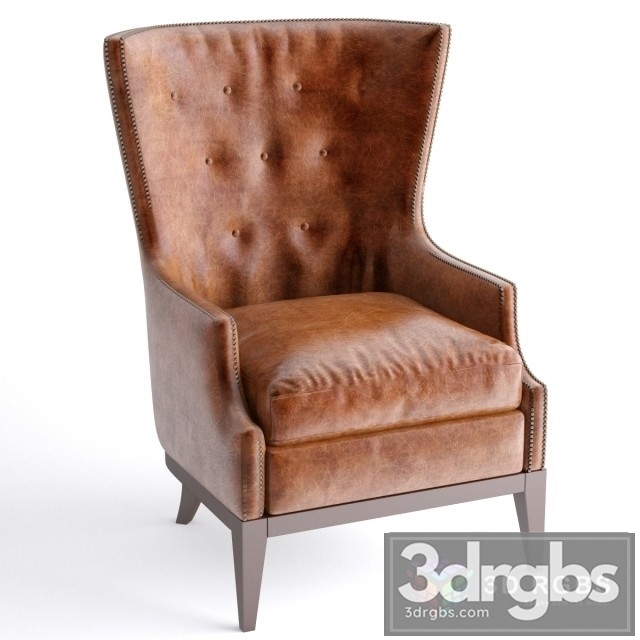 Oak Leather Armchair 3dsmax Download - thumbnail 1