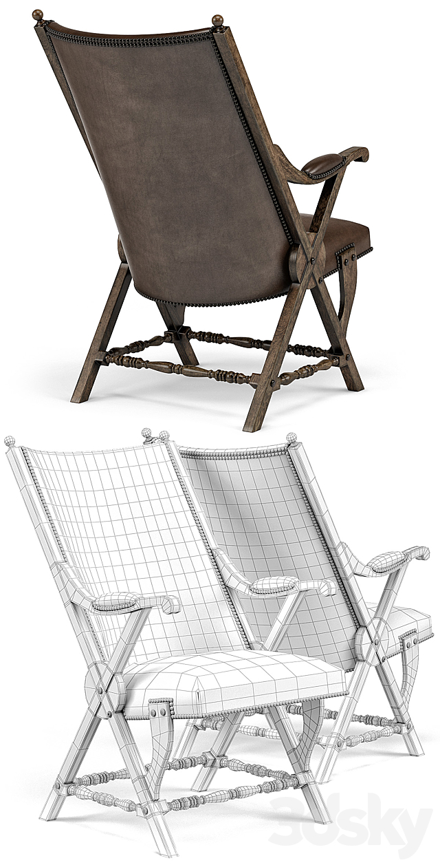 Observatory Hill Vintage Leather Accent Chair 3DSMax File - thumbnail 3