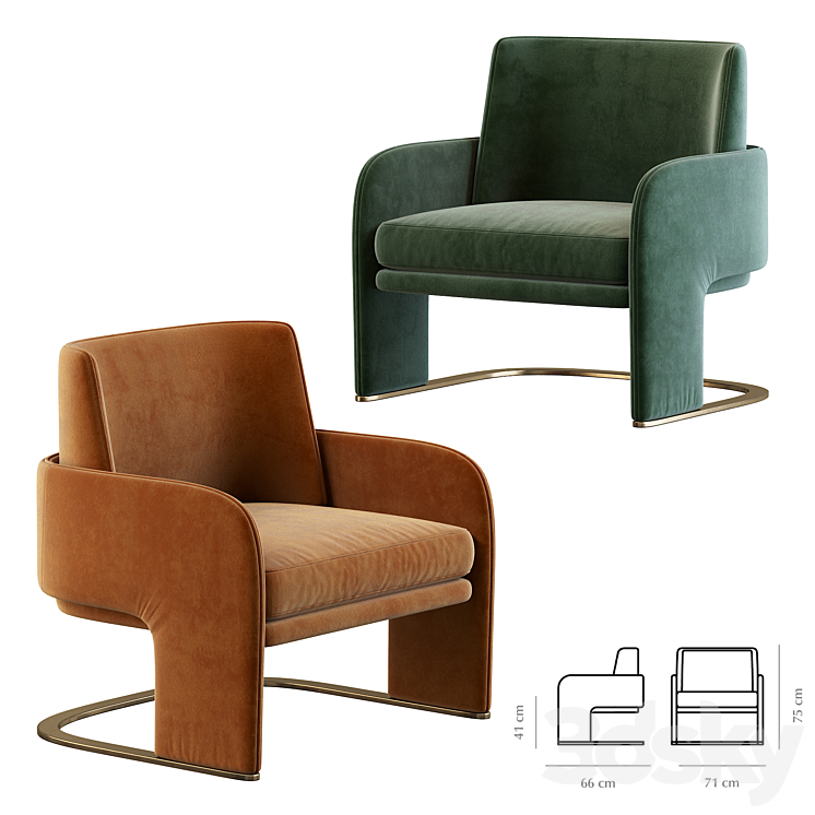 ODISSEIA Armchair By DOOQ 3DS Max - thumbnail 2