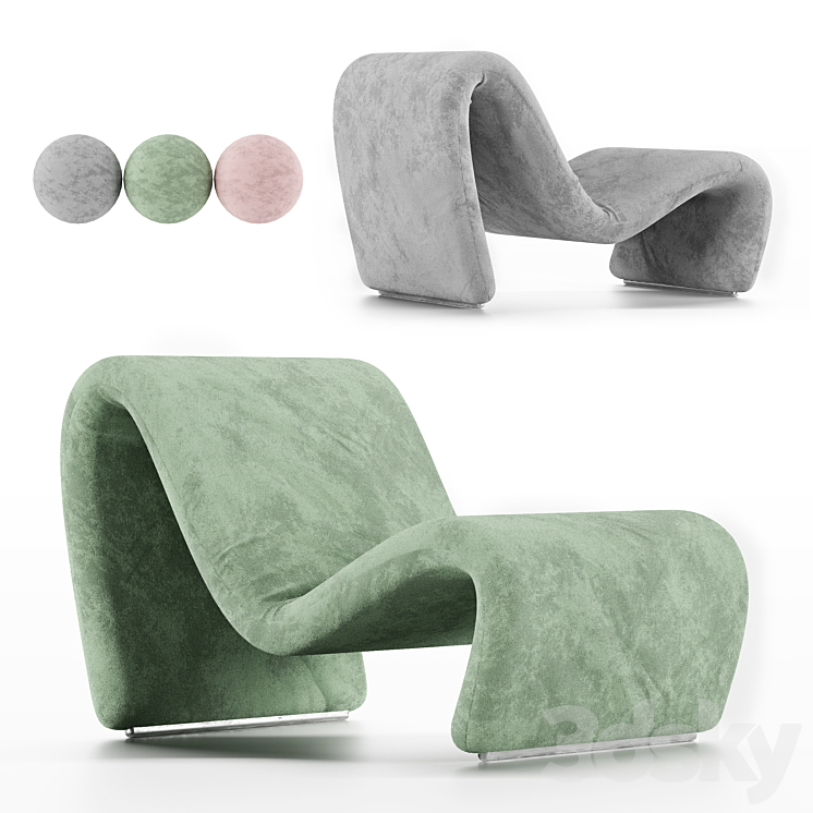 Onde Chair 1972 Etienne Fermigier 3DS Max Model - thumbnail 1