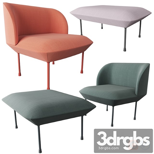 Oslo lounge chair & pouf by muuto 3dsmax Download - thumbnail 1