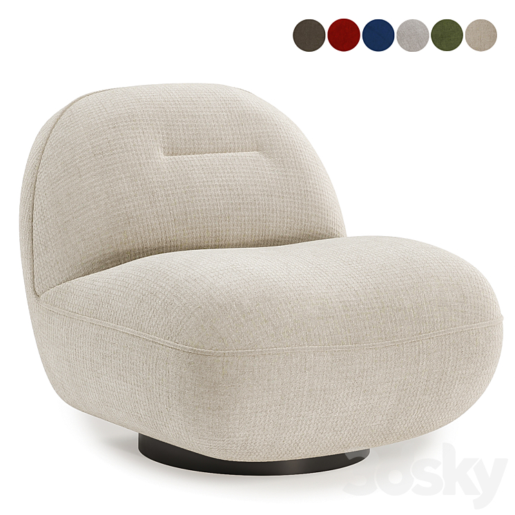 Otis Swivel Accent Chair 3DS Max Model - thumbnail 1