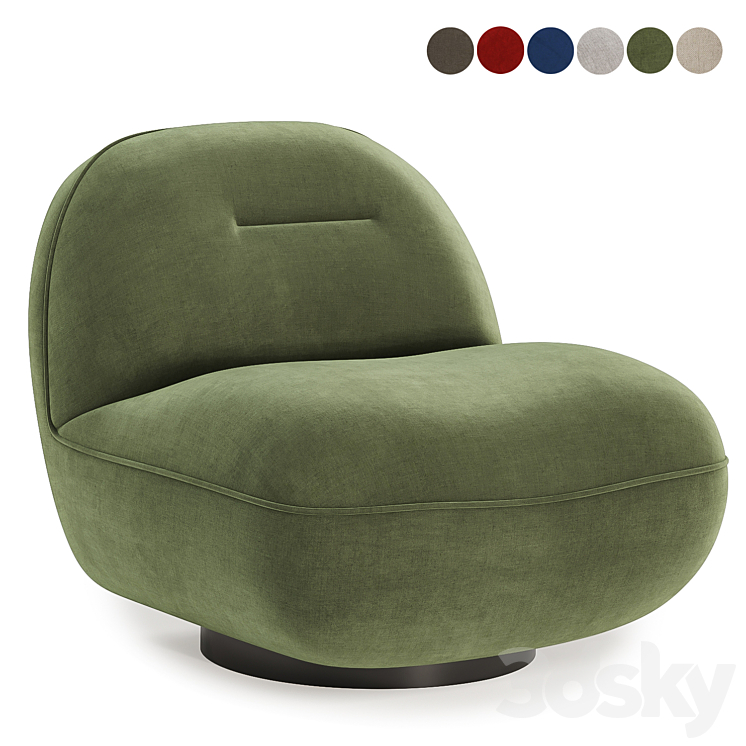 Otis Swivel Accent Chair 3DS Max Model - thumbnail 2