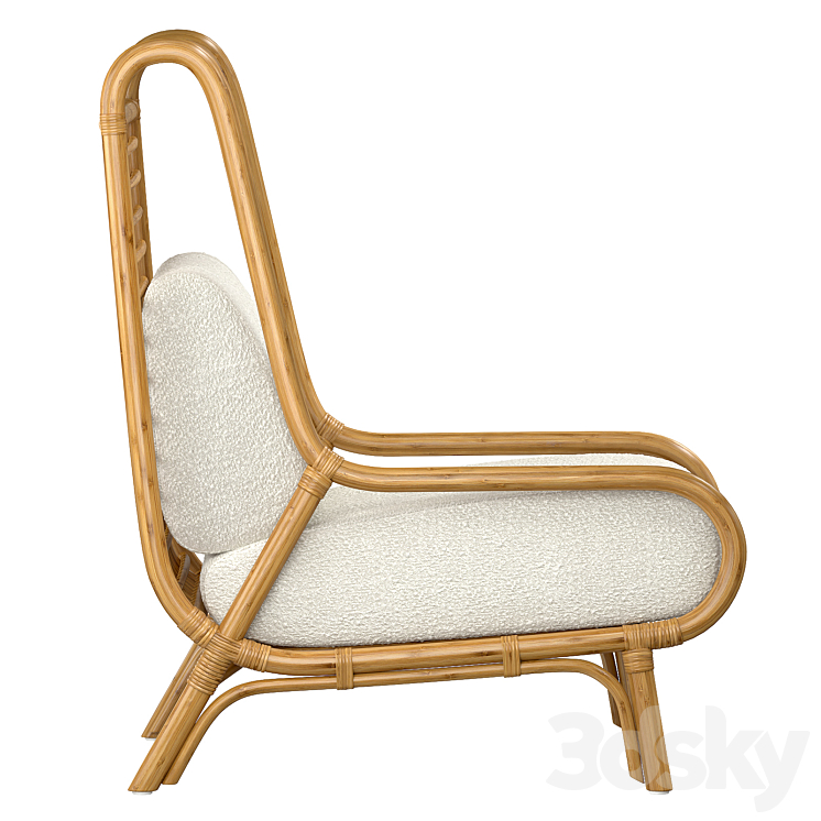 OUEN RATTAN ACCENT CHAIR CB2 Crate Barrel 3DS Max Model - thumbnail 2