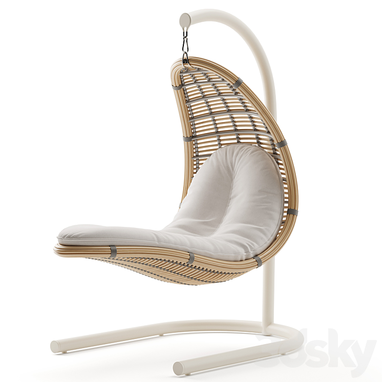 Outdoor garden wicker rattan hanging chair Christy 3DS Max Model - thumbnail 3