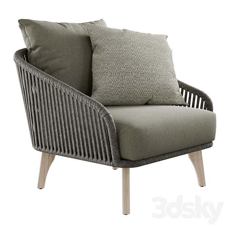 Outdoor garden wicker woven armchair 4so Santander chair 3DS Max - thumbnail 1