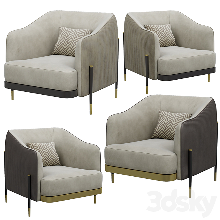 oxford armchair 3DS Max - thumbnail 1