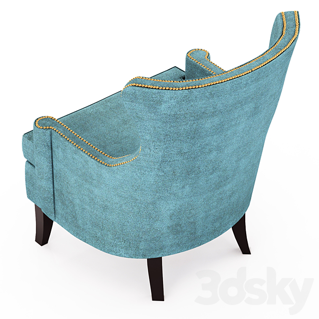 Pacific Blue Elliott Wingback Chair 3DS Max Model - thumbnail 2