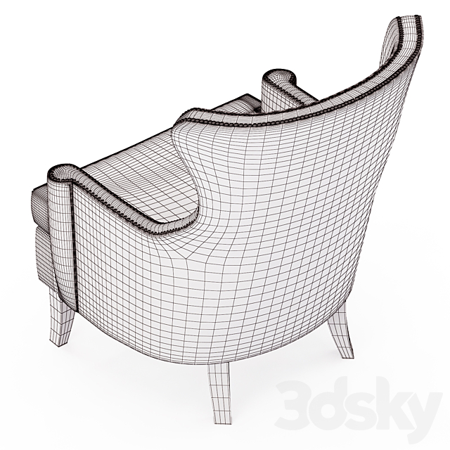 Pacific Blue Elliott Wingback Chair 3DS Max Model - thumbnail 3