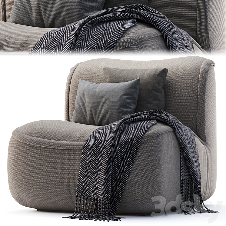 “Pair of “”Calida”” Lounge Chairs Des. Arch. Giudici” 3DS Max Model - thumbnail 1