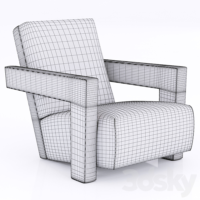 Pair of Gerrit Thomas Rietveld Chairs 3DS Max Model - thumbnail 3