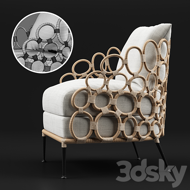 Palecek Ella Lounge Chair 3ds Max - thumbnail 2