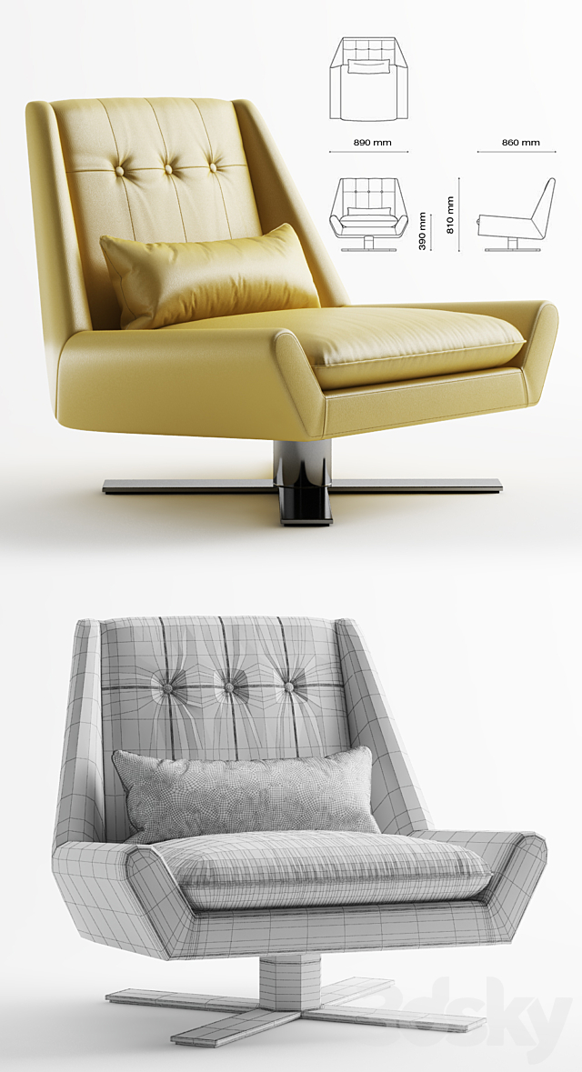 Palms II – Swivel X Base Chair 3DS Max Model - thumbnail 3