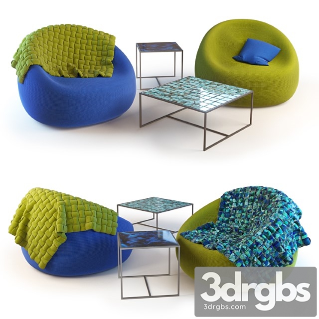 Paola lenti otto chair cocci table 3dsmax Download - thumbnail 1