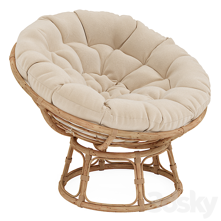 Papasan rattan armchair Aranias 3DS Max Model - thumbnail 2