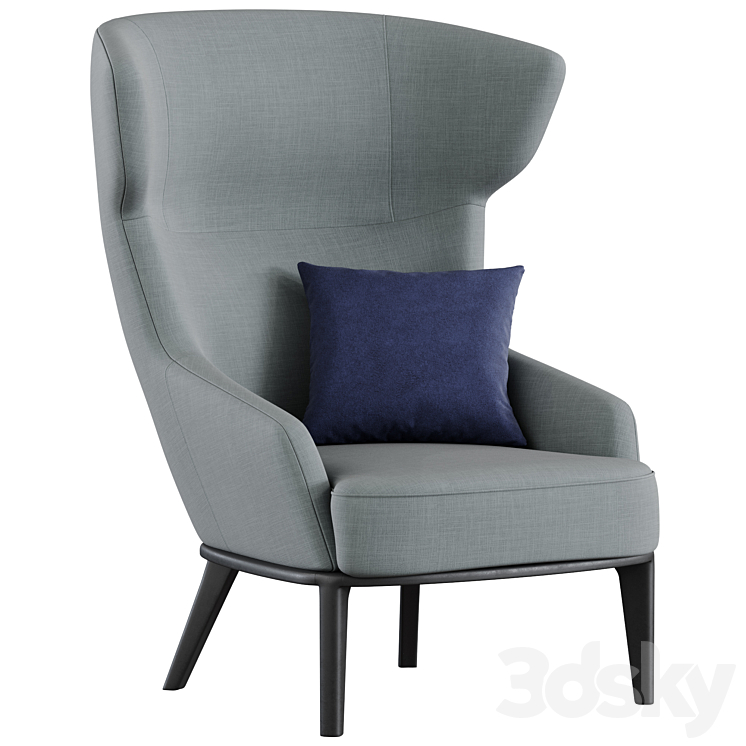 Parla Wing back Armchair 3DS Max Model - thumbnail 1