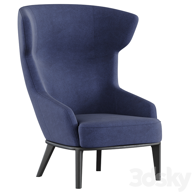 Parla Wing back Armchair 3DS Max Model - thumbnail 2