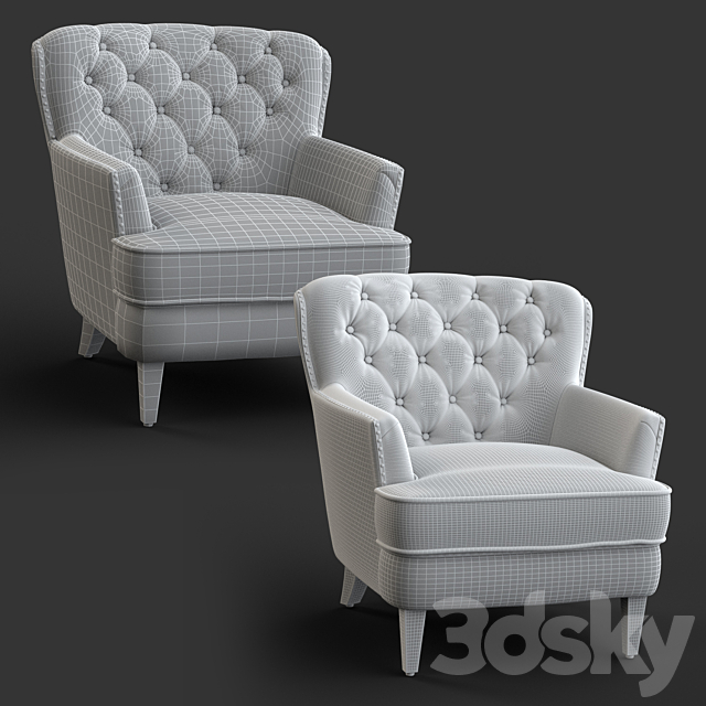 Parmelee Wingback Chair 3DS Max Model - thumbnail 3